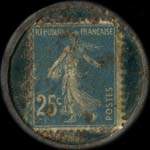 Timbre-monnaie Galeries Modernes - 25 centimes bleu sur fond bleu - revers