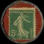 Timbre-monnaie Galeries Modernes - Evreux - 5 centimes vert sur fond rouge - revers