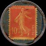 Timbre-monnaie Galeries Modernes - Evreux - 10 centimes rouge sur fond bleu - revers
