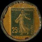 Timbre-monnaie Galeries Modernes - Evreux - 25 centimes bleu sur fond jaune - revers