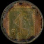 Timbre-monnaie Galeries Modernes - Trouville - 5 centimes vert sur fond doré - revers