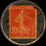 Timbre-monnaie Galeries Modernes - Trouville - 10 centimes rouge sur fond bleu - revers