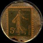 Timbre-monnaie Gallus - 5 centimes vert sur fond doré - revers