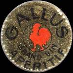 Timbre-monnaie Gallus - 5 centimes vert sur fond rouge-orangé - avers