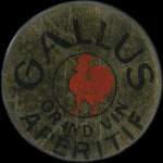 Timbre-monnaie Gallus - 10 centimes rouge sur fond doré - avers