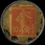 Timbre-monnaie Gallus - 10 centimes rouge sur fond doré - revers