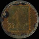 Timbre-monnaie Gallus - 25 centimes bleu sur fond doré - revers