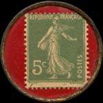 Timbre-monnaie Gargantua - 5 centimes vert sur fond rouge - revers