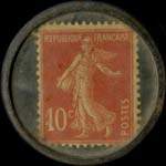 Timbre-monnaie Gargantua - 10 centimes rouge sur fond bleu-noir - revers