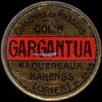 Timbre-monnaie Gargantua - 10 centimes rouge sur fond bleu-roi - avers