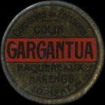 Timbre-monnaie Gargantua - 10 centimes rouge sur fond noir - avers