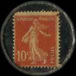 Timbre-monnaie Gargantua - 10 centimes rouge sur fond noir - revers