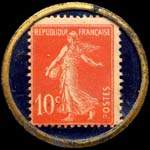 Timbre-monnaie Gargantua - 10 centimes rouge sur fond bleu-roi - revers