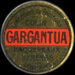 Timbre-monnaie Gargantua - 10 centimes rouge sur fond bleu - avers