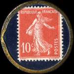 Timbre-monnaie Gargantua - 10 centimes rouge sur fond bleu - revers