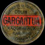 Timbre-monnaie Gargantua - 25 centimes bleu sur fond rouge - avers