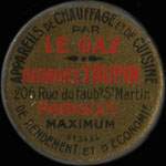 Timbre-monnaie Appareils à Gaz Taupin - 25 centimes bleu sur fond rouge - avers