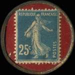 Timbre-monnaie Appareils à Gaz Taupin - 25 centimes bleu sur fond rouge - revers
