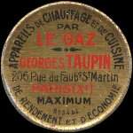 Timbre-monnaie Appareils à Gaz Taupin - 5 centimes vert sur fond grenat - avers