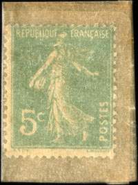 Timbre-monnaie Godard Lerouge à Marquise - 5 centimes vert sous pochette - revers