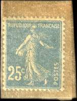Timbre-monnaie Godard Lerouge à Marquise - 25 centimes bleu sous pochette - revers