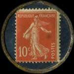 Timbre-monnaie Grand Hôtel du Pavillon type 1 - 10 centimes rouge sur fond bleu - revers