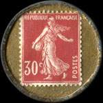 Timbre-monnaie Grand Hôtel du Pavillon type 1 - 30 centimes rouge sur fond doré - revers
