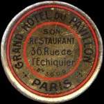 Timbre-monnaie Grand Hôtel du Pavillon type 1 - 5 centimes vert sur fond doré - avers