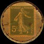Timbre-monnaie Grand H�tel du Pavillon type 1 - 5 centimes vert sur fond dor� - revers