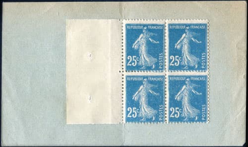 Timbre-monnaie Grands Magasins du Louvre - carnet 1 francs (2 biff�) - 4 x 25 centimes bleu