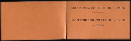 Timbre-monnaie Grands Magasins du Louvre - carnet 2 francs rose-orang� en 20 x 10 centimes rouge