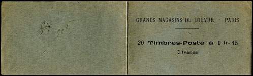 Timbre-monnaie Grands Magasins du Louvre - carnet 3 francs en 20 x 15 centimes