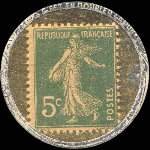 Timbre-monnaie Grison Cr�me - 5 centimes vert sur fond dor� - revers
