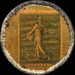 Timbre-monnaie Grison Crème - 15 centimes vert ligné sur fond doré - revers