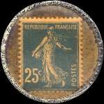 Timbre-monnaie Grison Crème - 25 centimes bleu sur fond doré - revers