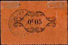 Timbre-monnaie Guinée - Afrique Occidentale Française - 5 centimes vert sur carton orange - Avec cachet Guinée Française Conakry 7 octobre 1920 - avers