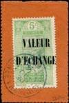 Timbre-monnaie Guinée - Afrique Occidentale Française - 5 centimes vert sur carton orange - Avec cachet Guinée Française Conakry 7 octobre 1920 - revers