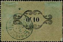Timbre-monnaie Guinée - Afrique Occidentale Française - 10 centimes orange sur carton vert - Avec cachet Guinée Française Conakry 7 octobre 1920 - avers