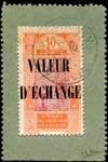 Timbre-monnaie Guinée - Afrique Occidentale Française - 10 centimes orange sur carton vert - Avec cachet Guinée Française Conakry 7 octobre 1920 - revers