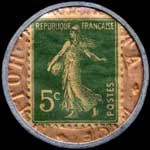 Timbre-monnaie Hôtel Atlantic - Ouvert toute l'année - Nice - 5 centimes vert sur fond doré - revers