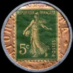 Timbre-monnaie H�tel Atlantic - Ouvert toute l'ann�e - Nice - 5 centimes vert sur fond dor� - revers
