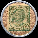 Timbre-monnaie H�tel Atlantic - Ouvert toute l'ann�e - Nice - 5 centesimi vert sur fond dor� - revers