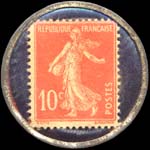 Timbre-monnaie Hôtel Louvre & Paix - Marseille - Exposition coloniale 1922 - 10 centimes rouge sur fond bleu-noir - revers
