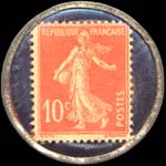 Timbre-monnaie H�tel Louvre & Paix - Marseille - Exposition coloniale 1922 - 10 centimes rouge sur fond bleu-noir - revers