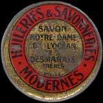 Timbre-monnaie Huileries & Savonneries Modernes Desmarais - 5 centimes orange sur fond pêche vergé - avers