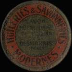 Timbre-monnaie Huileries & Savonneries Modernes Desmarais - 10 centimes rouge sur fond rouge - avers