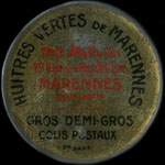 Timbre-monnaie Huîtres Vertes de Marennes E.Jacou - 25 centimes bleu sur fond blanc - avers