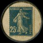 Timbre-monnaie Huîtres Vertes de Marennes E.Jacou - 25 centimes bleu sur fond blanc - revers