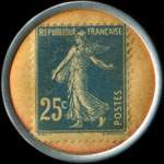 Timbre-monnaie Id�ale Publicit� - le FYP - 39, Avenue d'Eylau - Paris - 25 centimes bleu sur fond blanc - revers