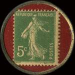 Timbre-monnaie J.Ihler - Produits lixiviels & de blanchiment - 5 centimes vert sur fond rouge - revers